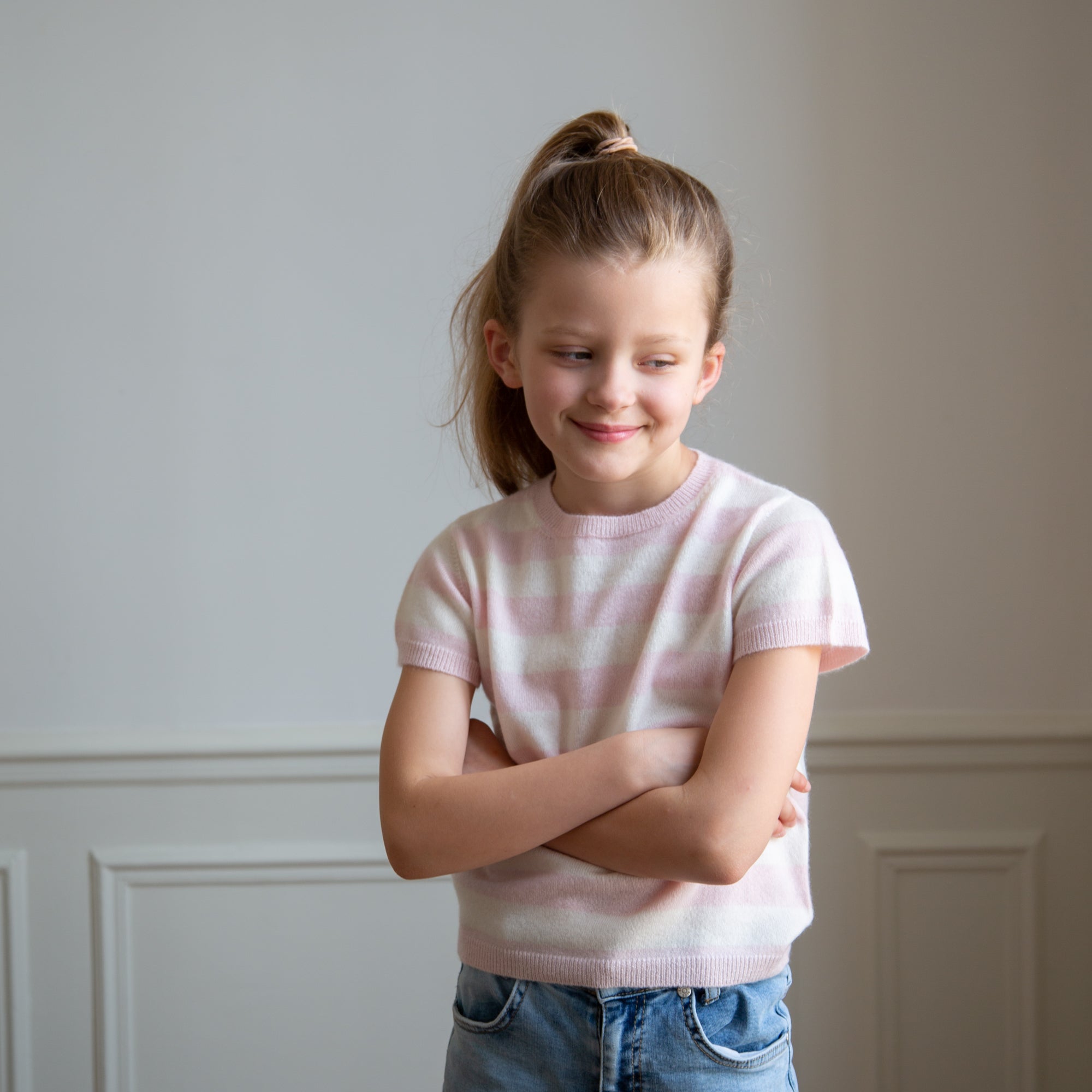 JUDY half-sleeved sweater with stripes