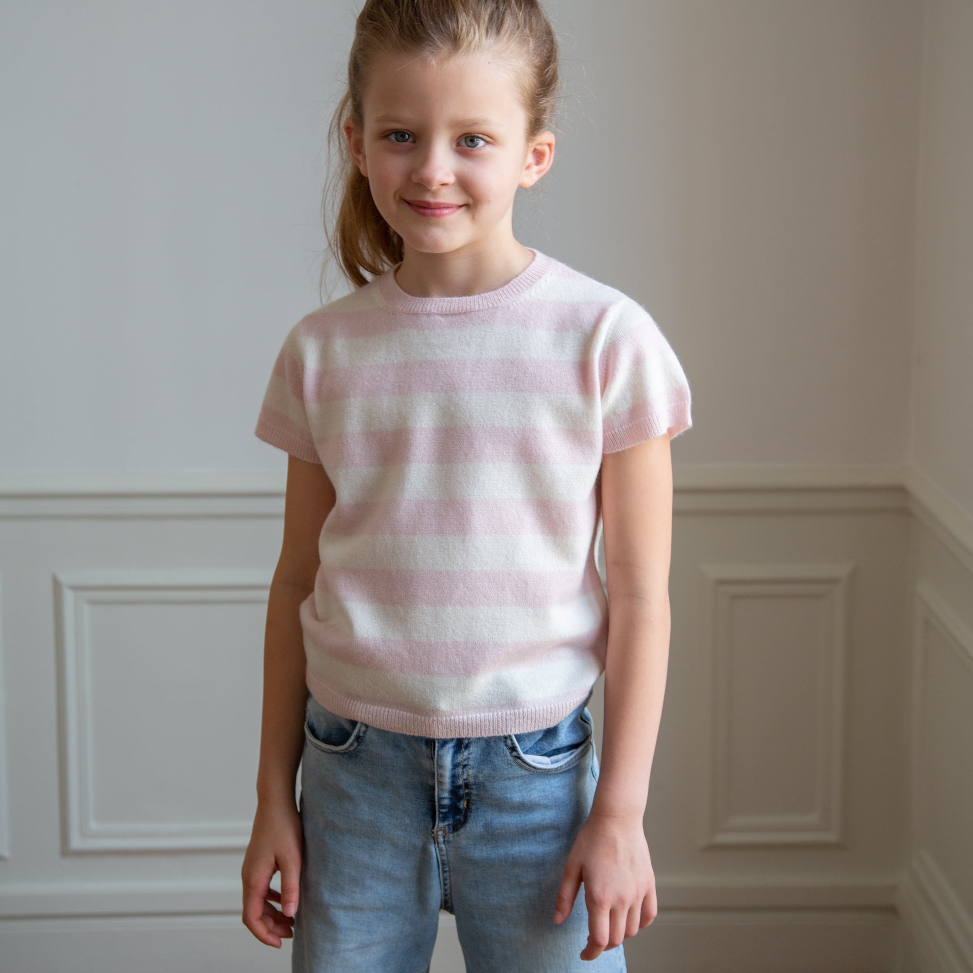 JUDY half-sleeved sweater with stripes