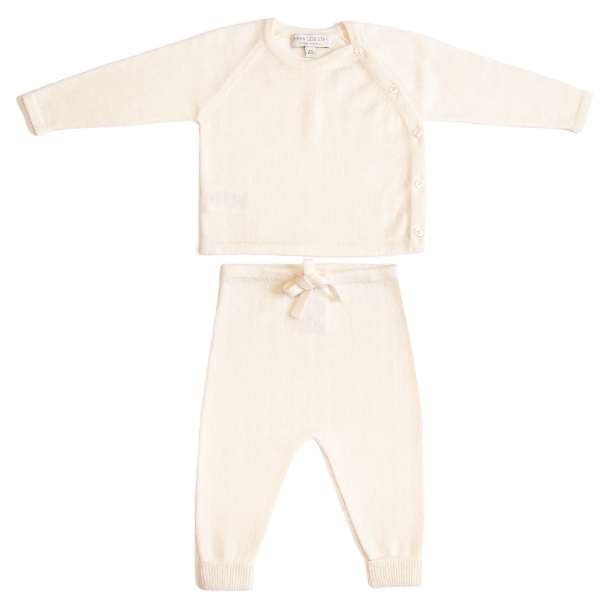 Cashmere baby set with top and trousers - natural white – Natural