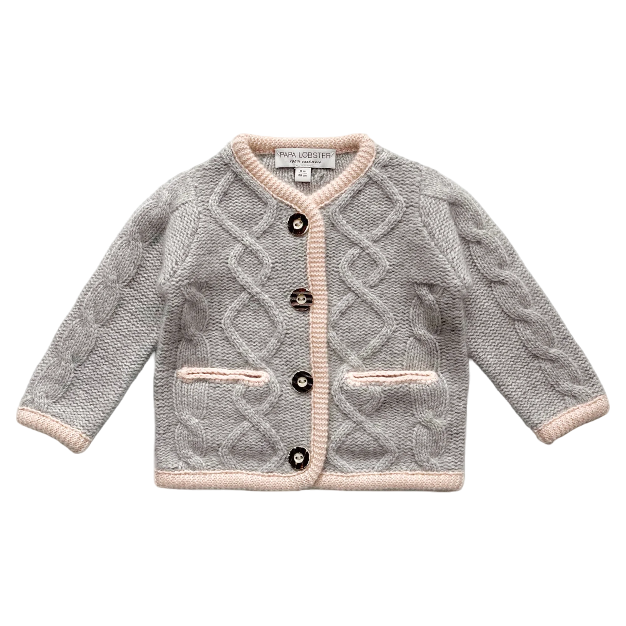 Cashmere traditional jacket with Aran pattern for babies and