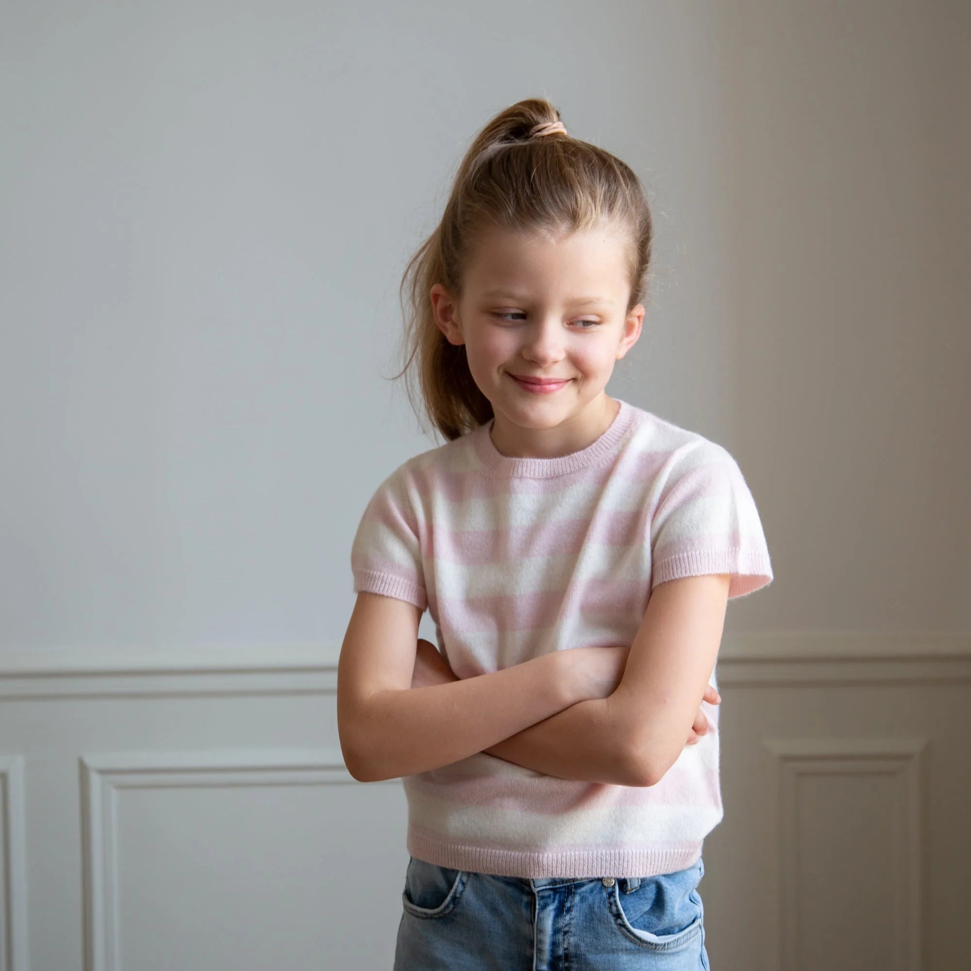 JUDY half-sleeved sweater with stripes