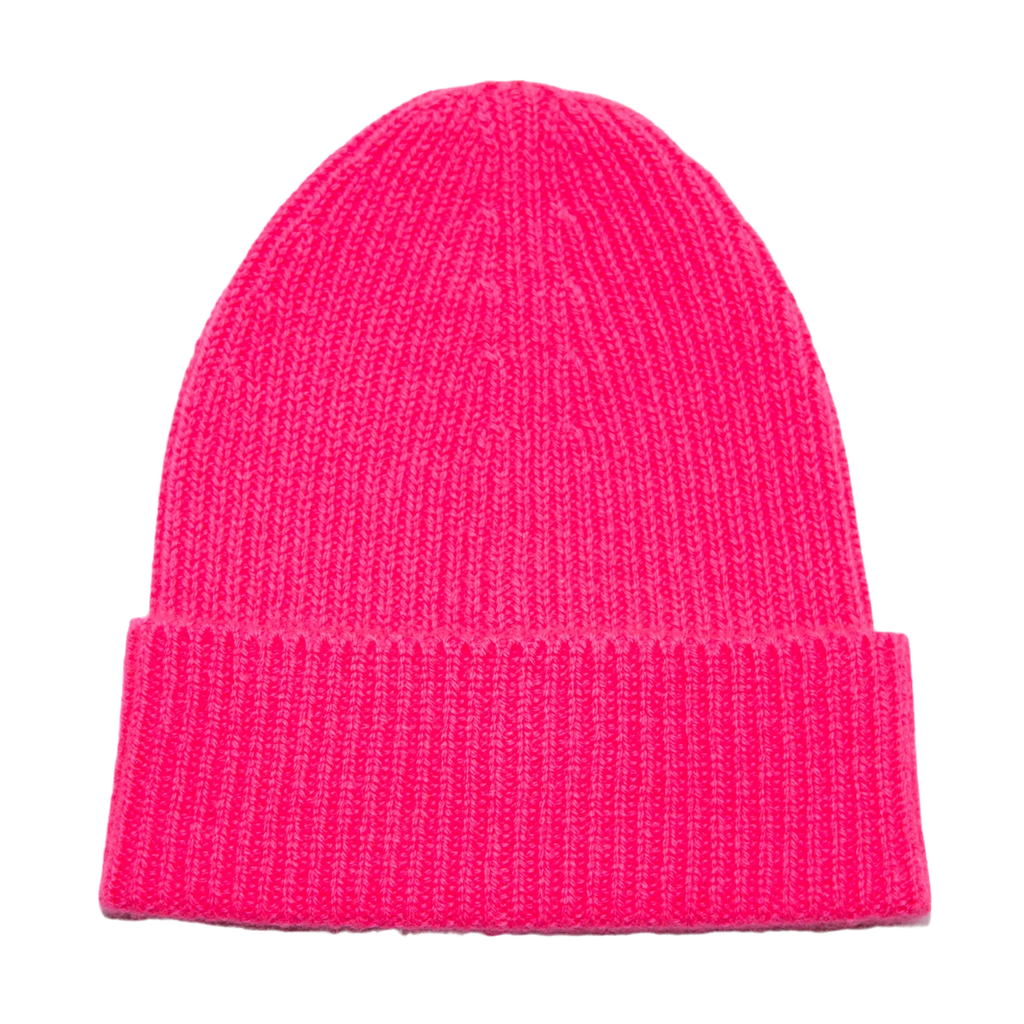 Cashmere beanie hat for kids & teens - neon pink – Neon pink display picture 1