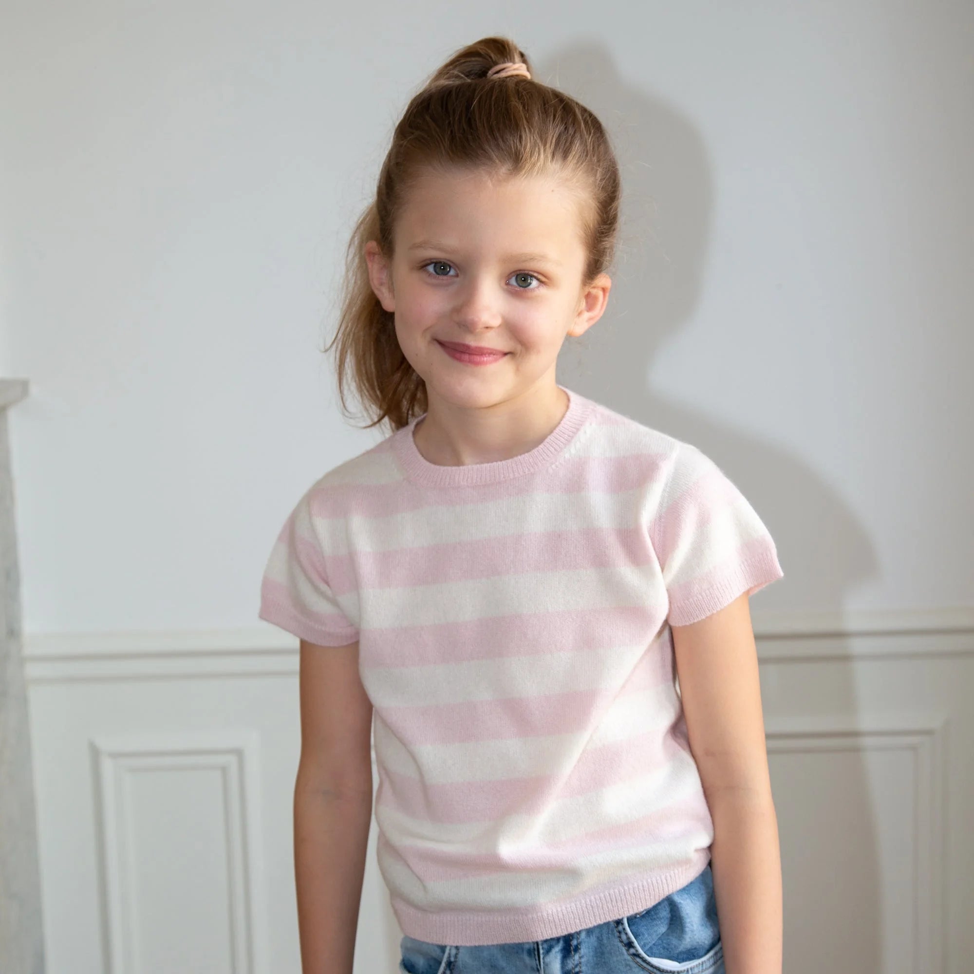 JUDY half-sleeved sweater with stripes